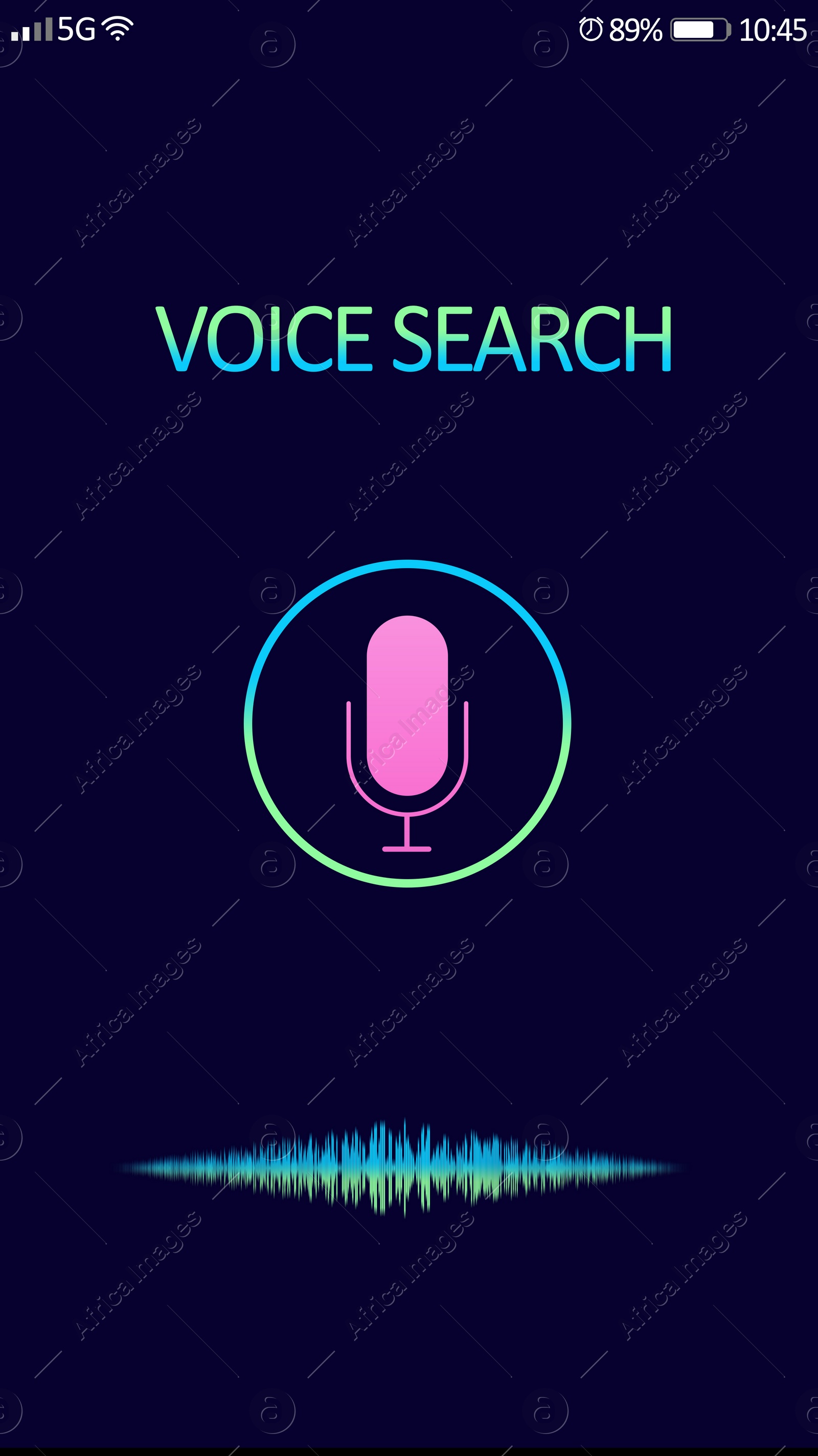 Illustration of Smartphone display with activated voice search app