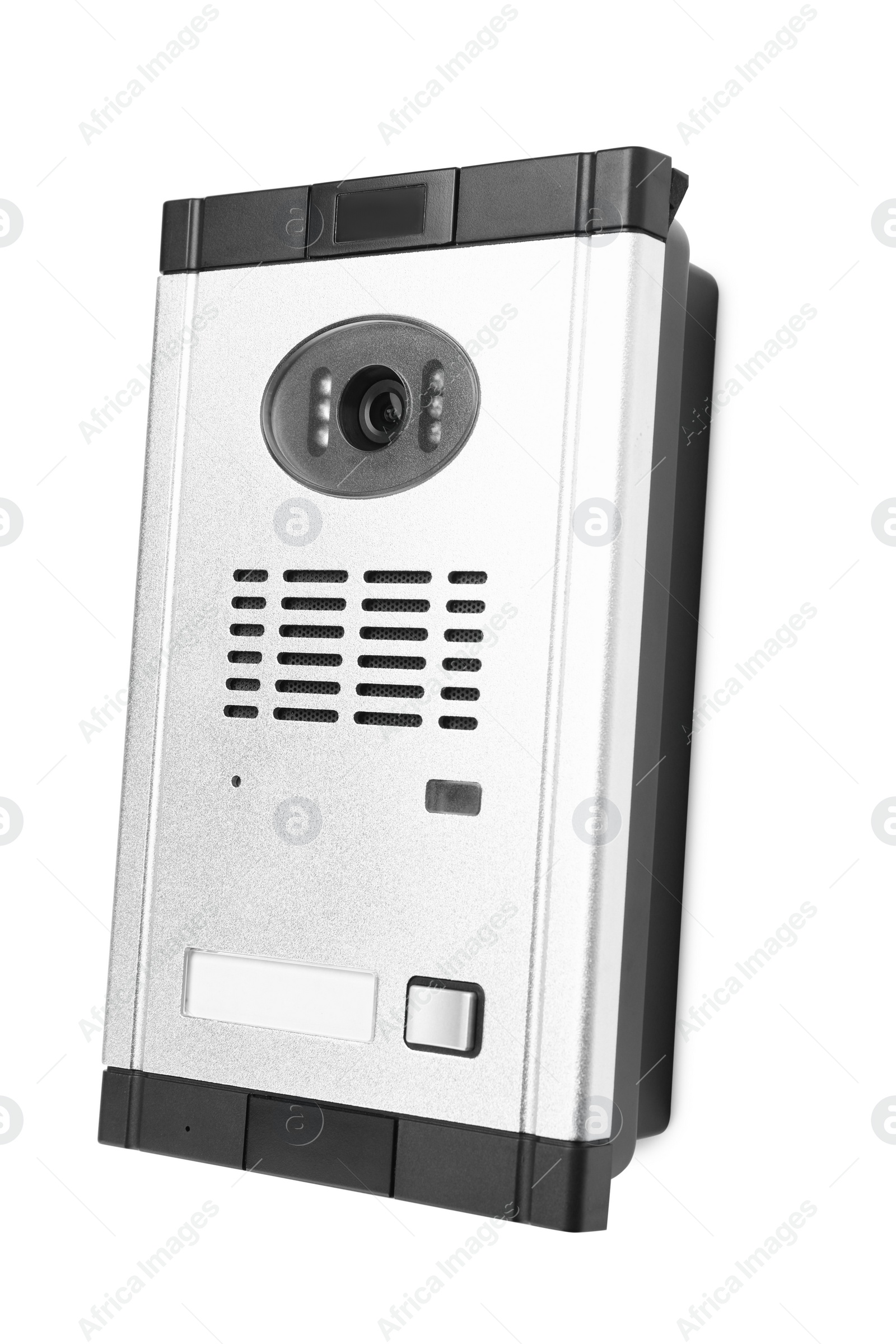 Photo of Door station of modern intercom isolated on white