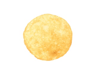 Tasty crispy potato chip on white background