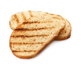 Photo of Toasted bread on white background