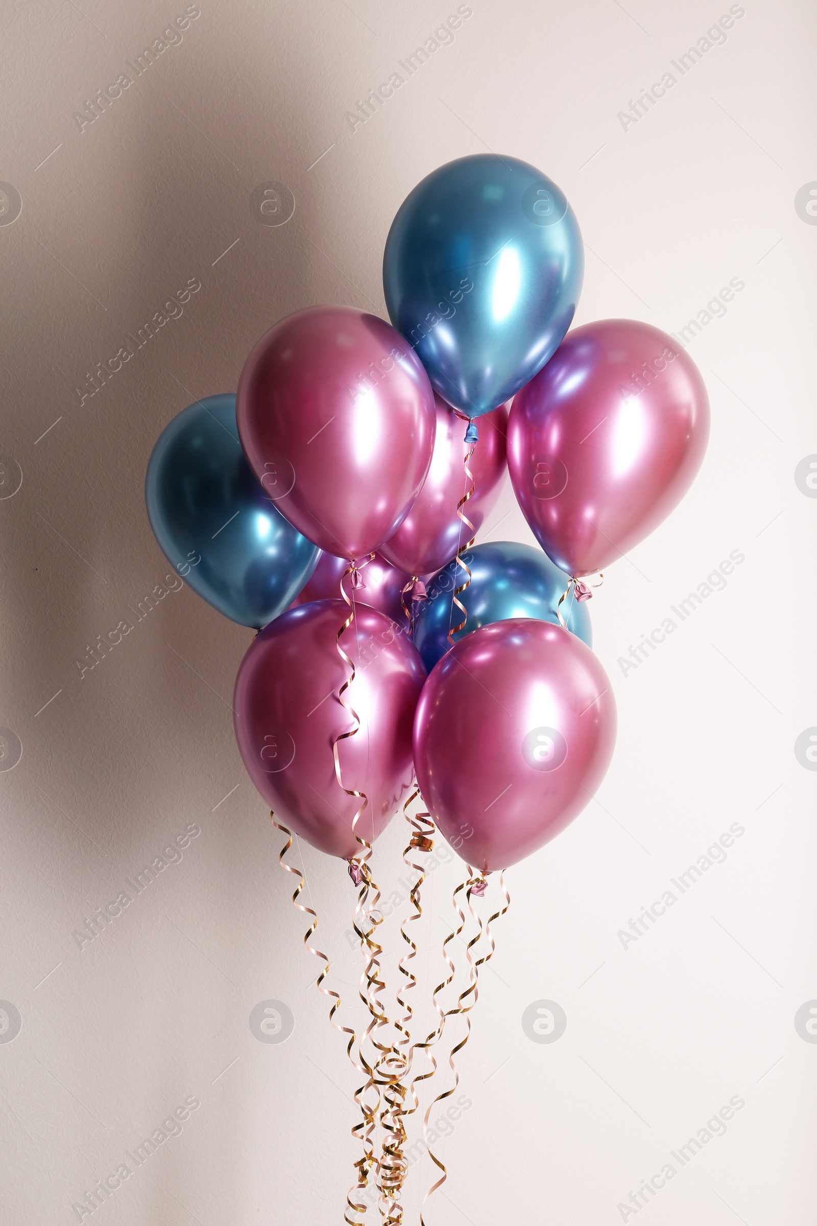 Photo of Bunch of color balloons on white background