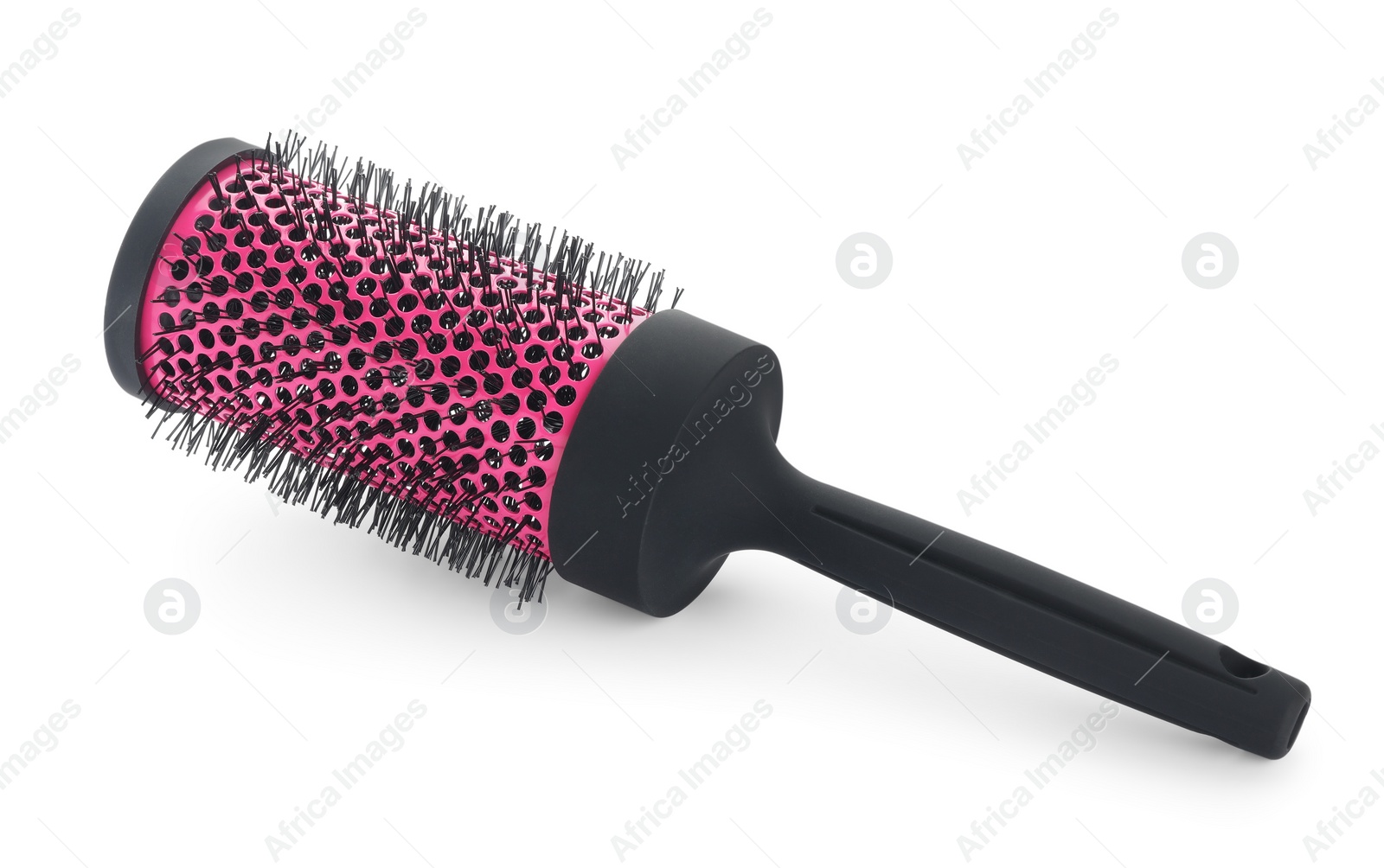 Photo of New round hair brush isolated on white