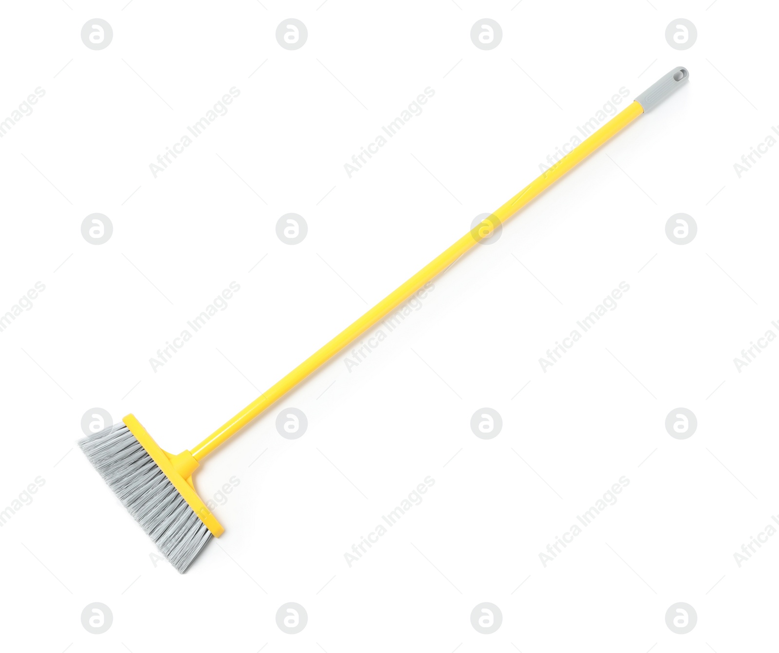Photo of Plastic broom isolated on white, top view