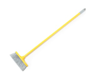Plastic broom isolated on white, top view