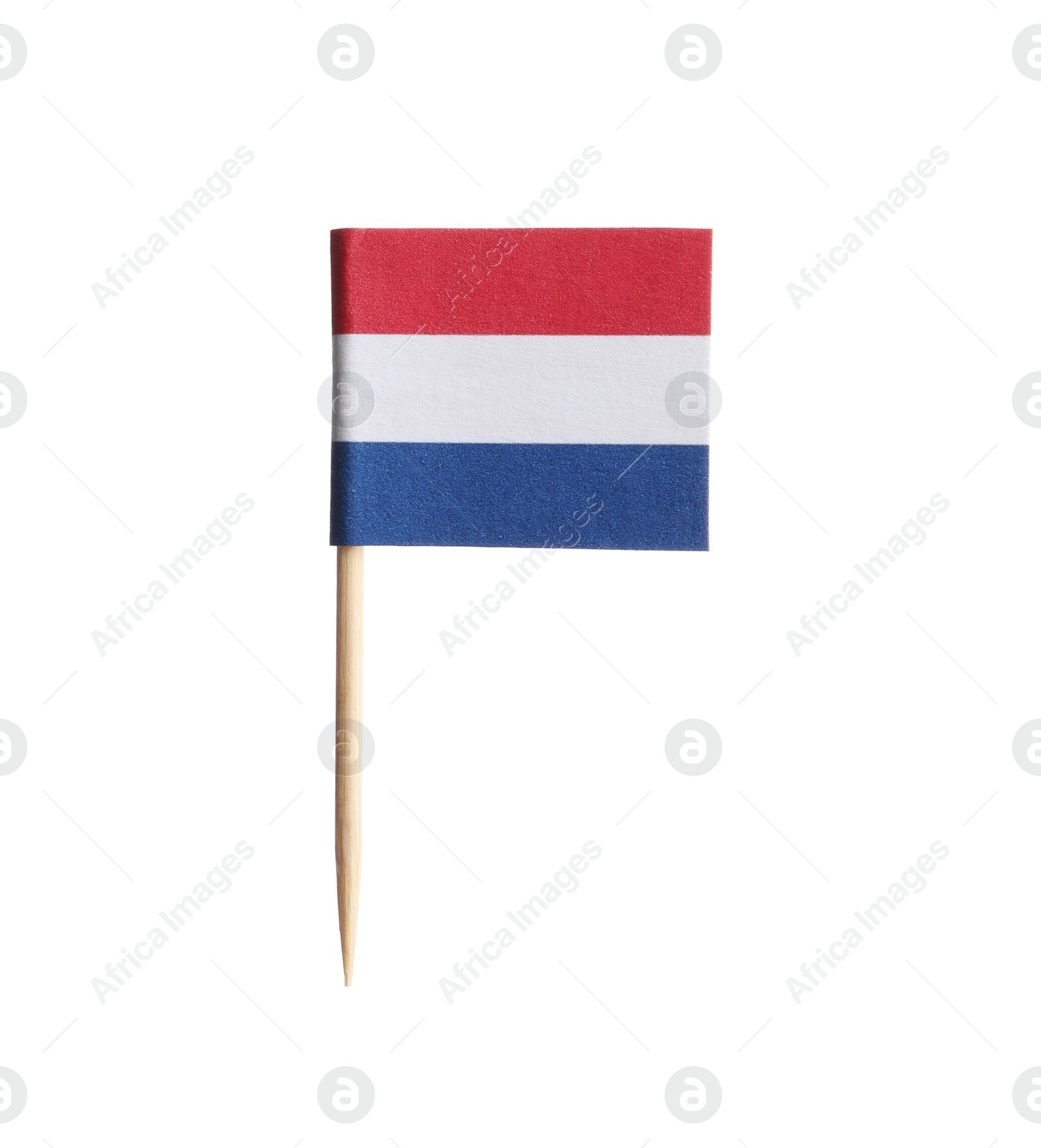 Photo of Small paper flag of Netherlands isolated on white