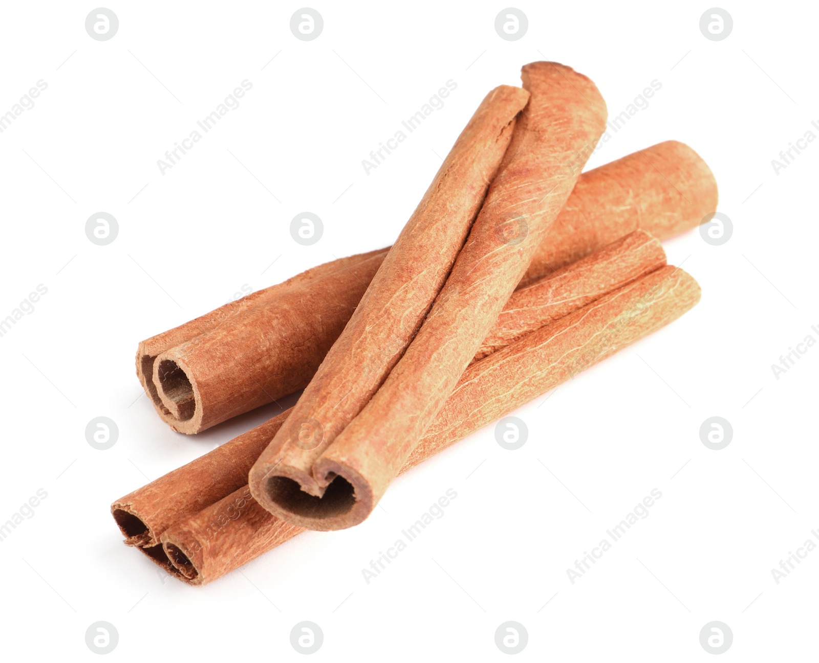 Photo of Three aromatic cinnamon sticks isolated on white