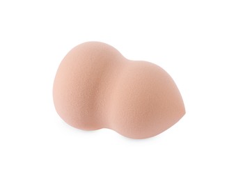 Photo of One beige makeup sponge isolated on white