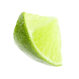 Photo of Piece of fresh green ripe lime isolated on white