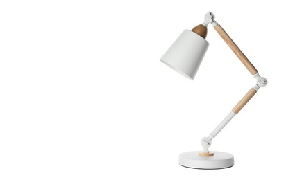Photo of Stylish modern table lamp isolated on white