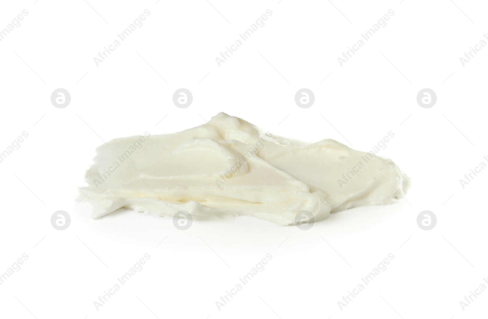 Photo of Smear of delicious cream cheese isolated on white