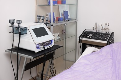 Photo of Skin care machines in beauty salon. Cosmetic procedure