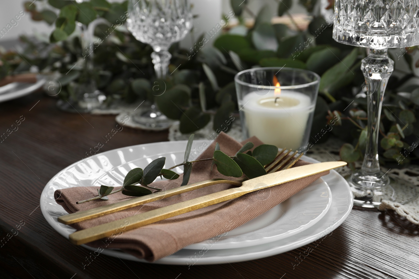 Photo of Stylish elegant table setting for festive dinner