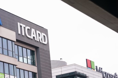 Photo of Warsaw, Poland - September 10, 2022: Building with modern Itcard logo
