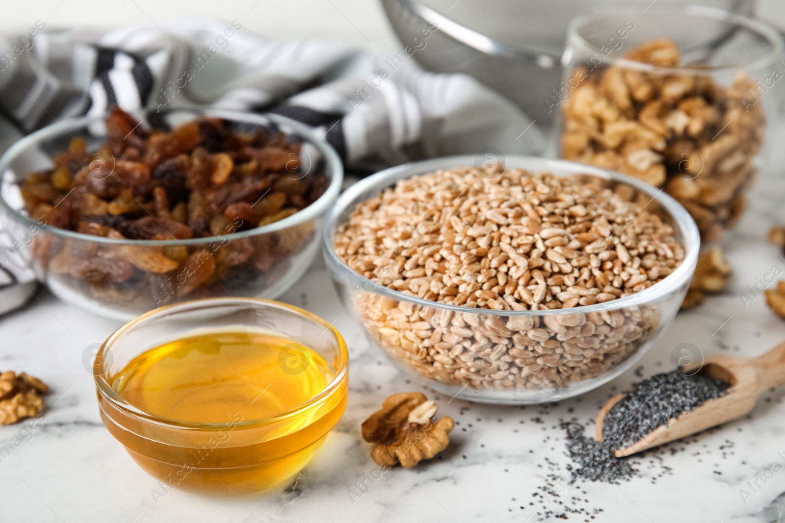 Photo of Ingredients for traditional kutia on light table