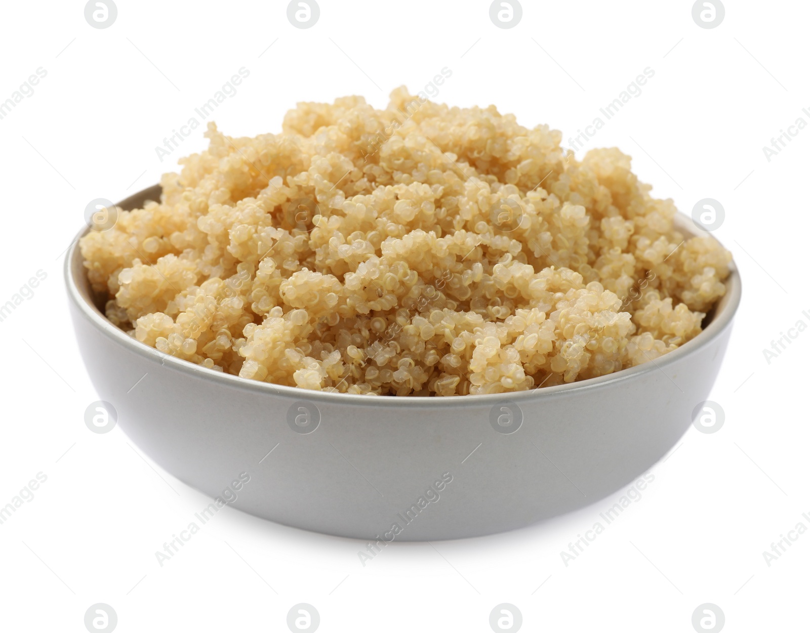 Photo of Tasty cooked quinoa in bowl isolated on white