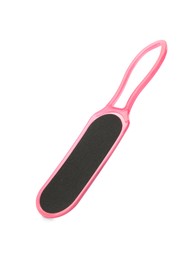 Pink foot file on white background. Pedicure tool