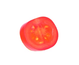 Photo of Cut red cherry tomato on white background