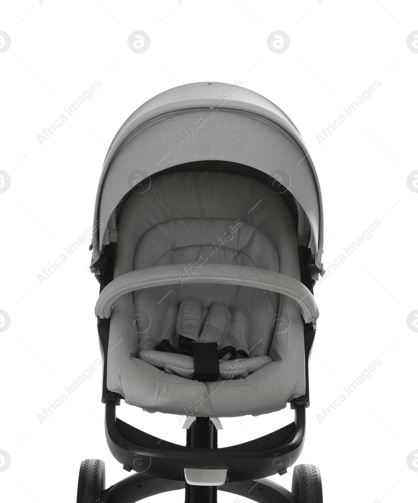 Photo of Baby carriage. Modern pram isolated on white