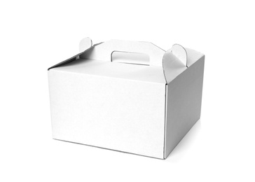 Cardboard box isolated on white, mockup for design. Food delivery