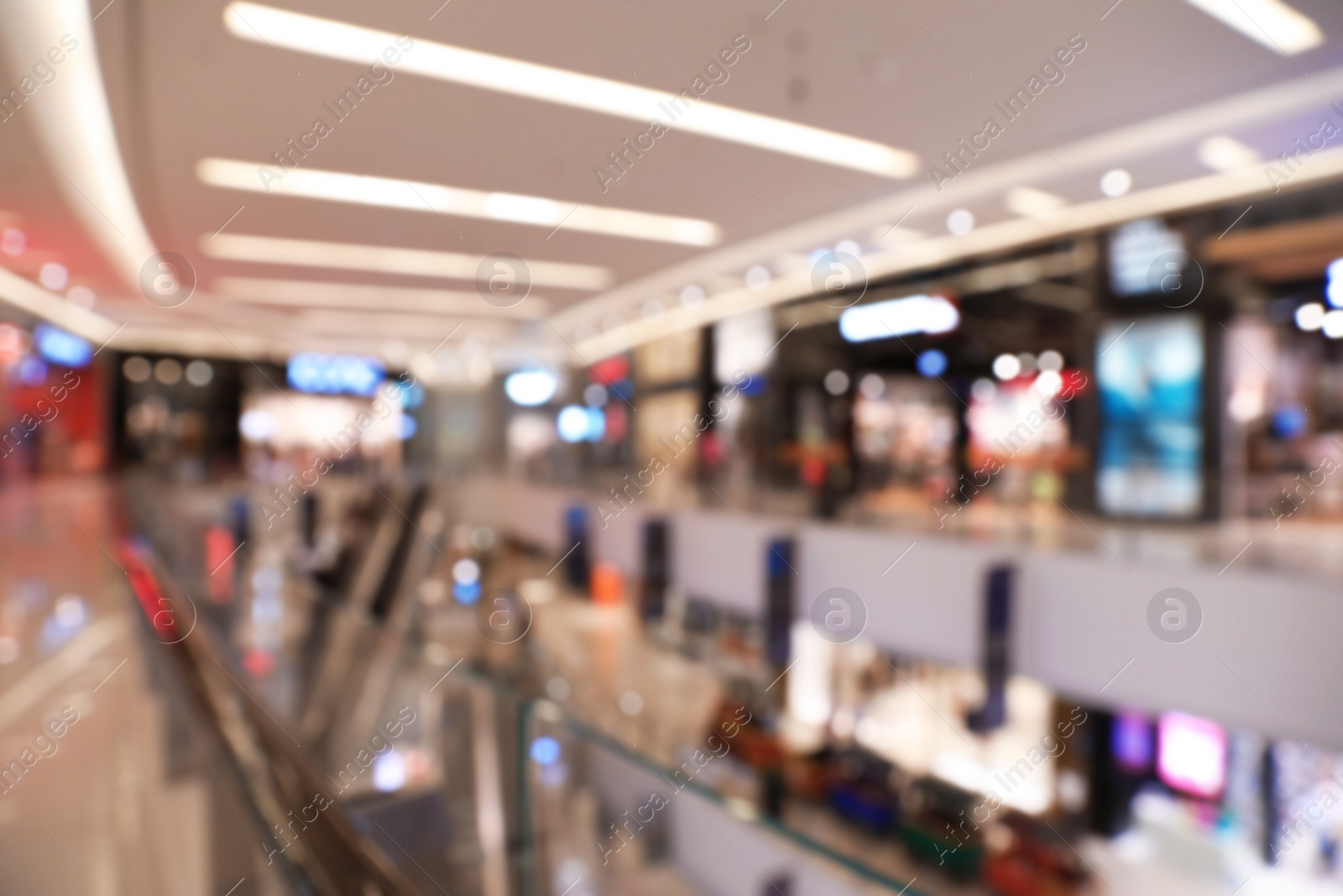 Photo of DUBAI, UNITED ARAB EMIRATES - NOVEMBER 03, 2018: Blurred view of luxury shopping mall