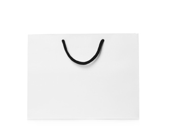 Paper shopping bag isolated on white. Mock up for design