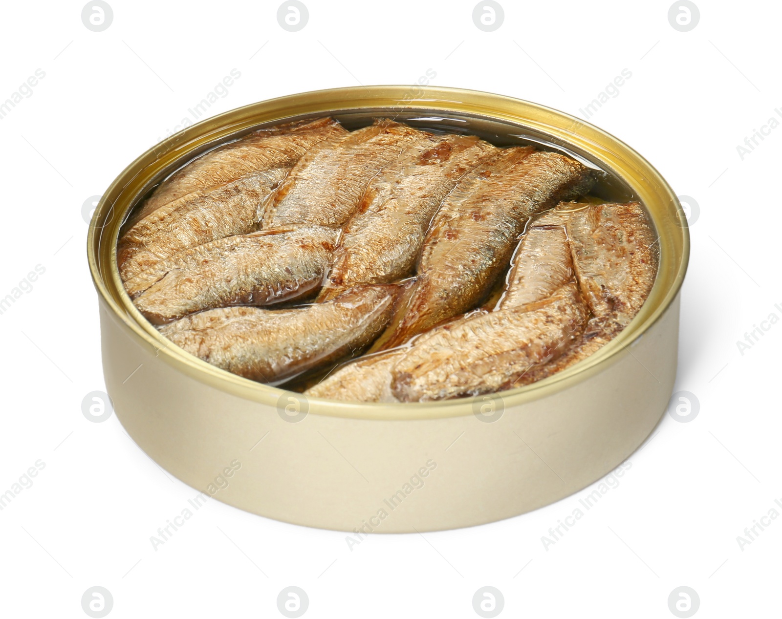 Photo of One tin can of sprats isolated on white