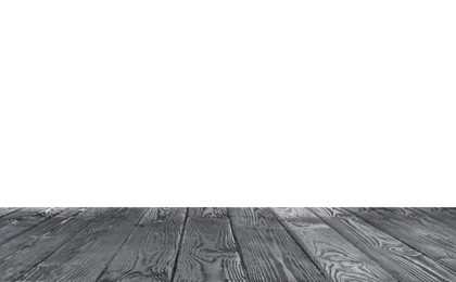 Photo of Empty black wooden surface isolated on white