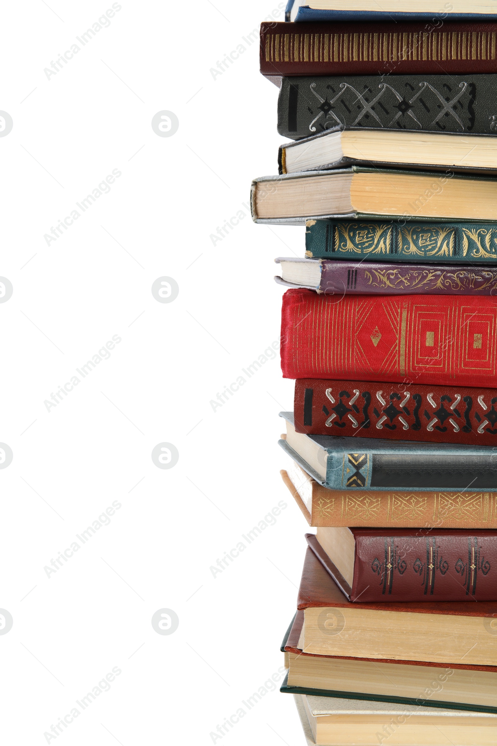 Photo of Collection of different books isolated on white