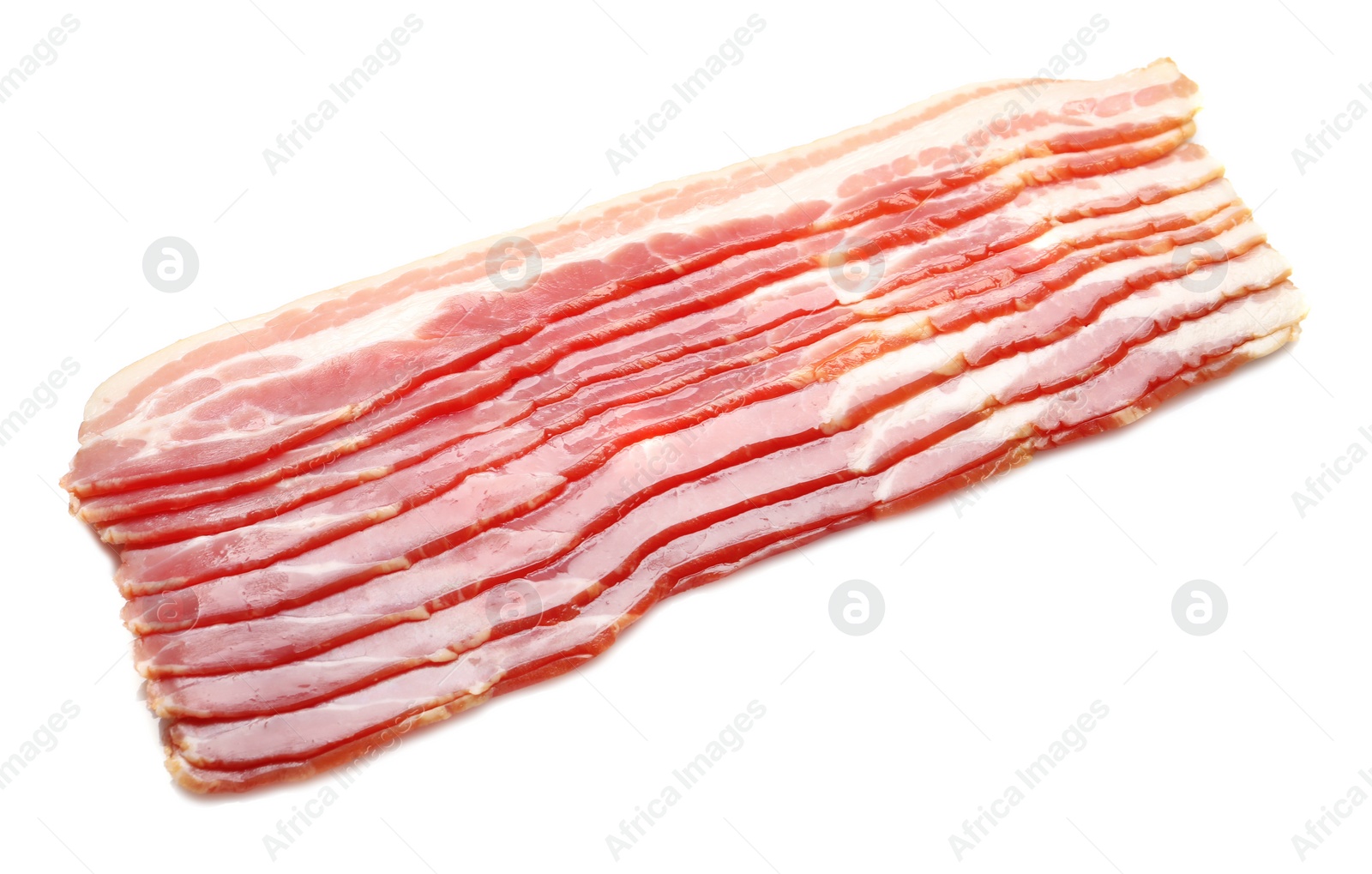 Photo of Raw bacon on white background