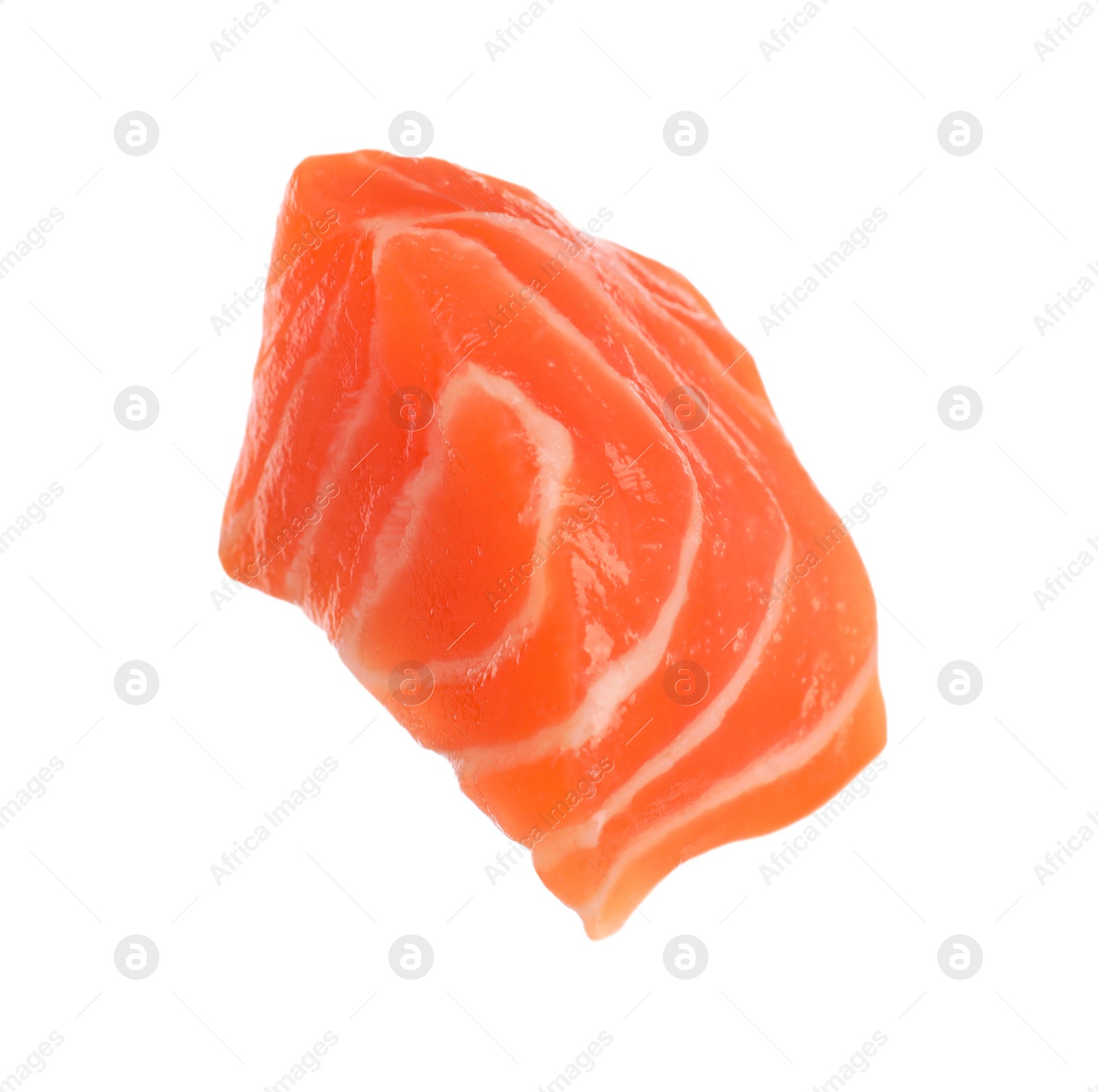 Photo of Piece of fresh raw salmon isolated on white. Fish delicacy