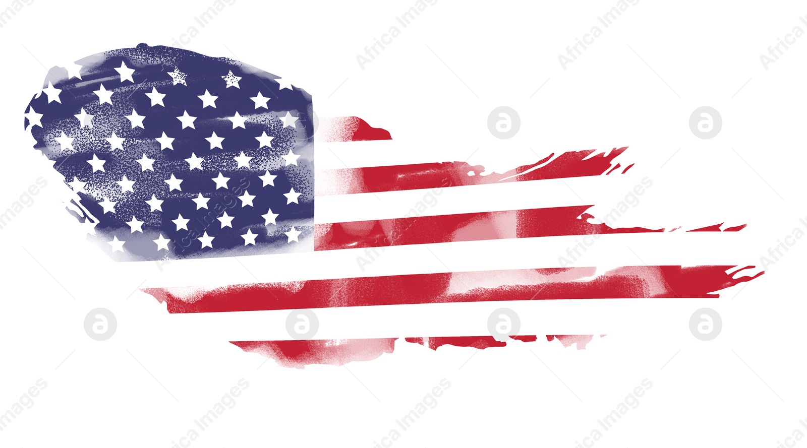 Image of Bright painting of USA national flag on white background