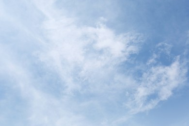 Picturesque view of beautiful blue sky with fluffy clouds