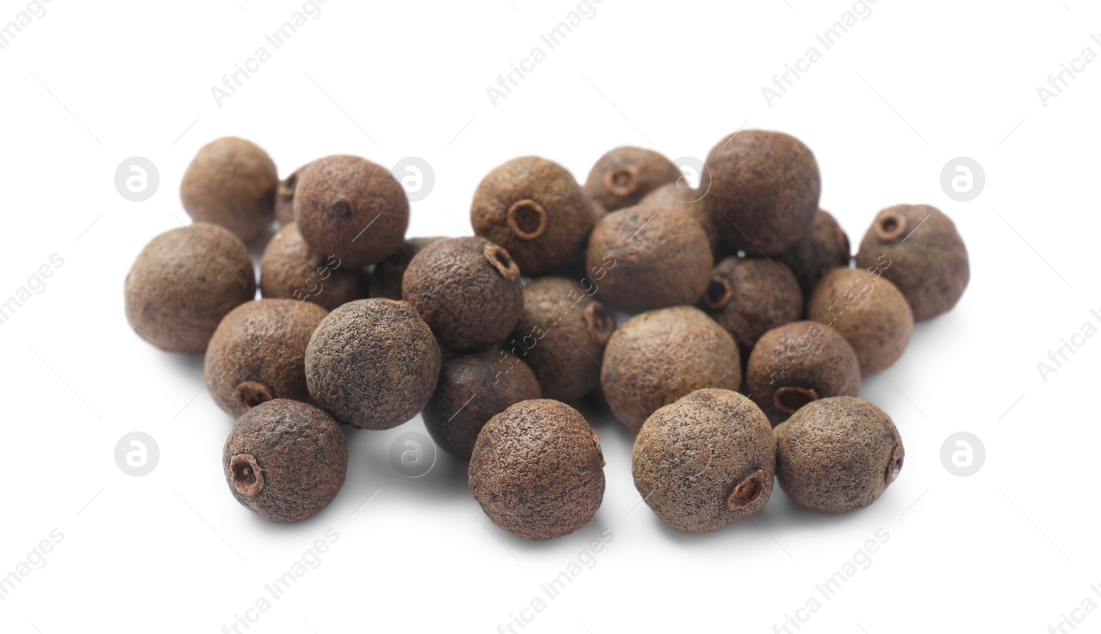 Photo of Dry allspice berries (Jamaica pepper) isolated on white