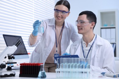Photo of Scientists working with samples in laboratory. Medical research