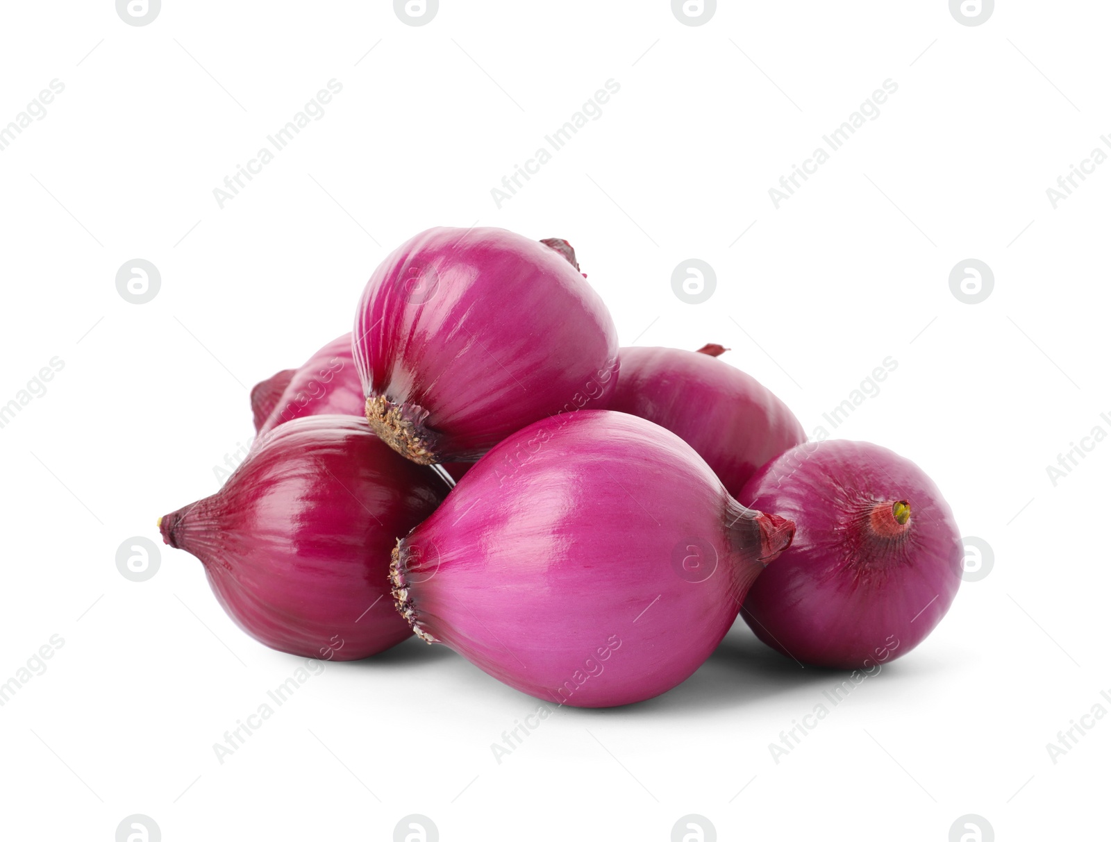 Photo of Fresh red onion bulbs isolated on white