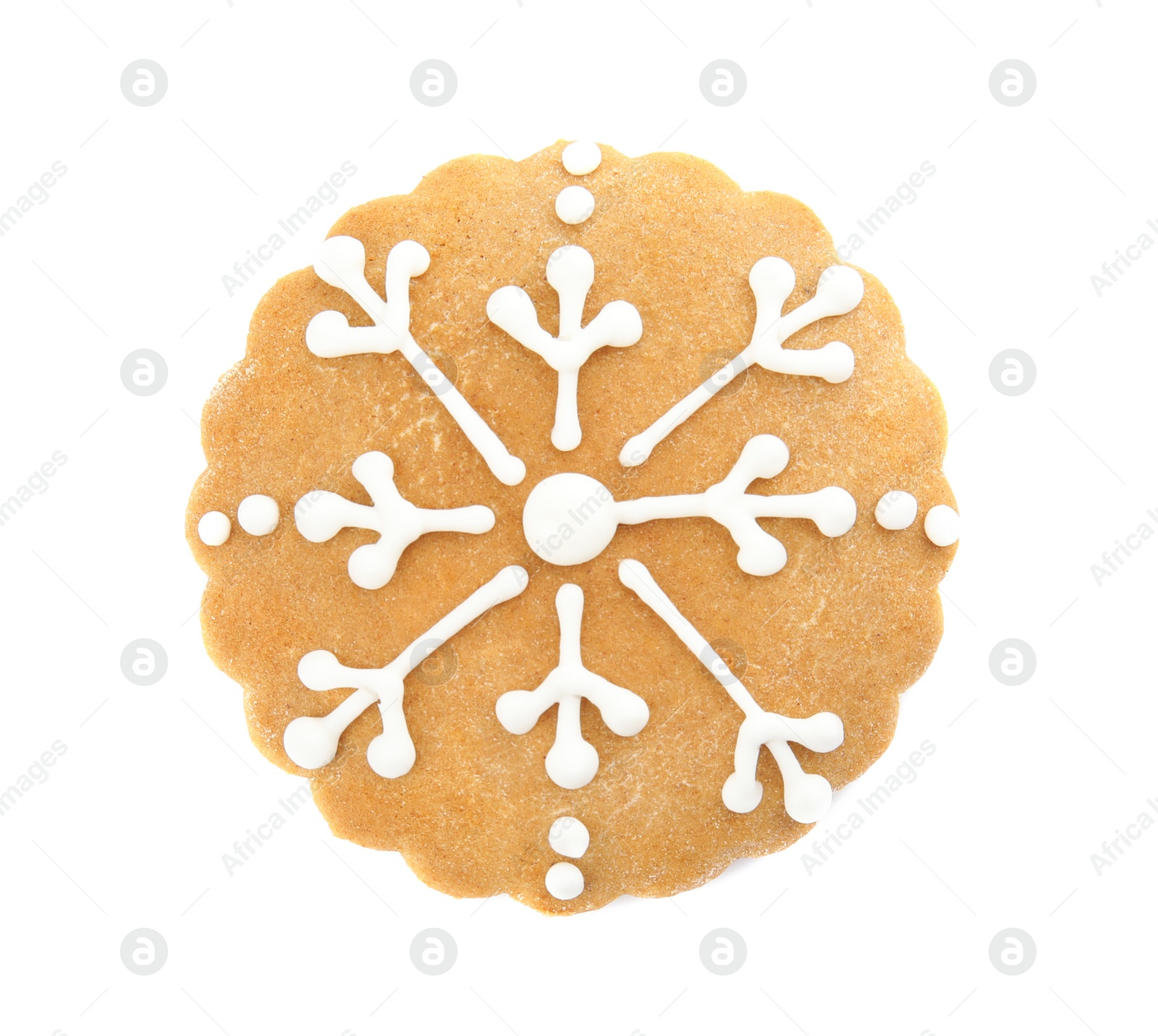 Photo of Tasty homemade Christmas cookie on white background