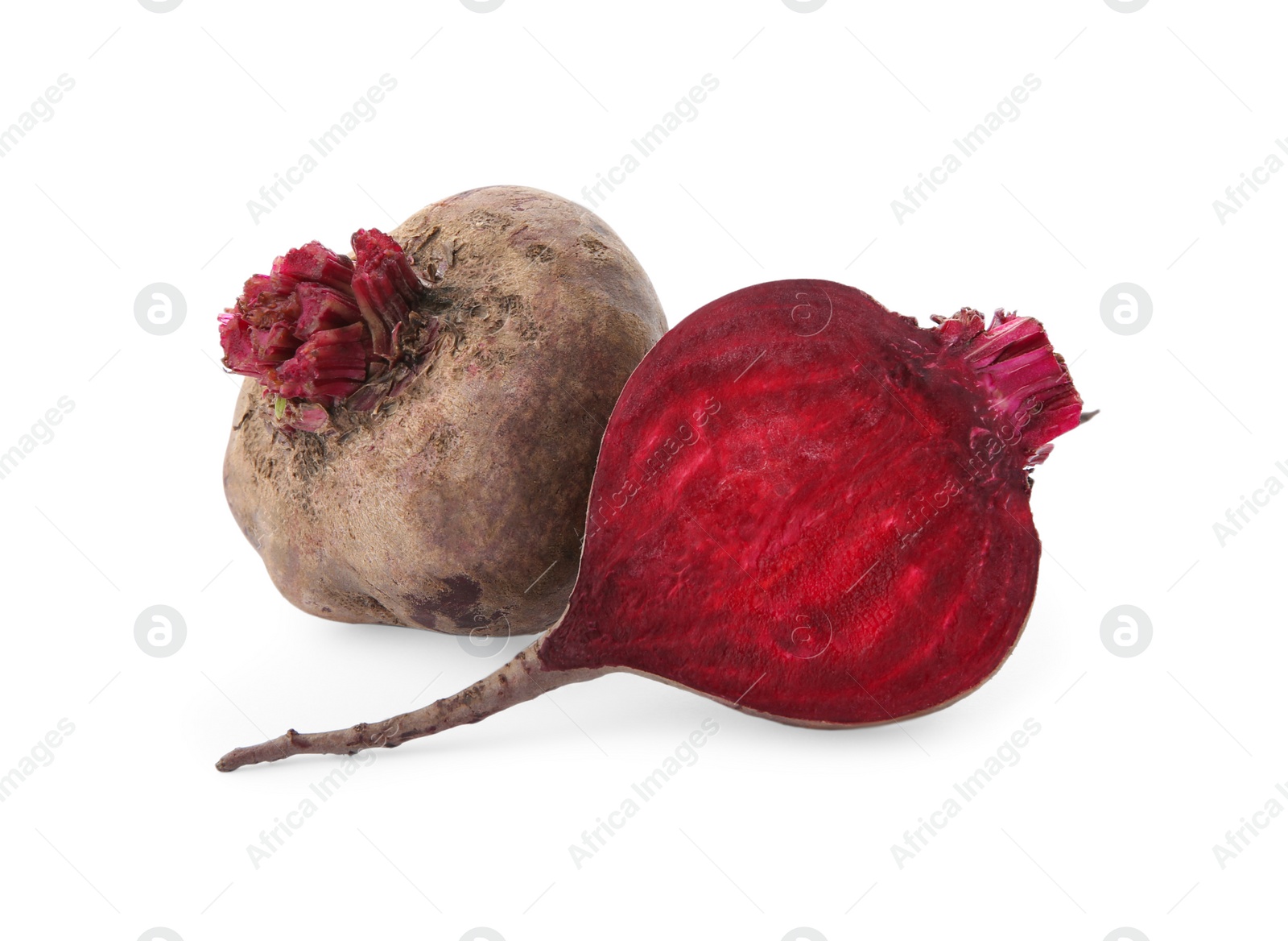 Photo of Cut fresh red beet on white background