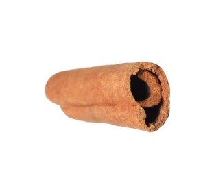 Photo of One aromatic cinnamon stick isolated on white