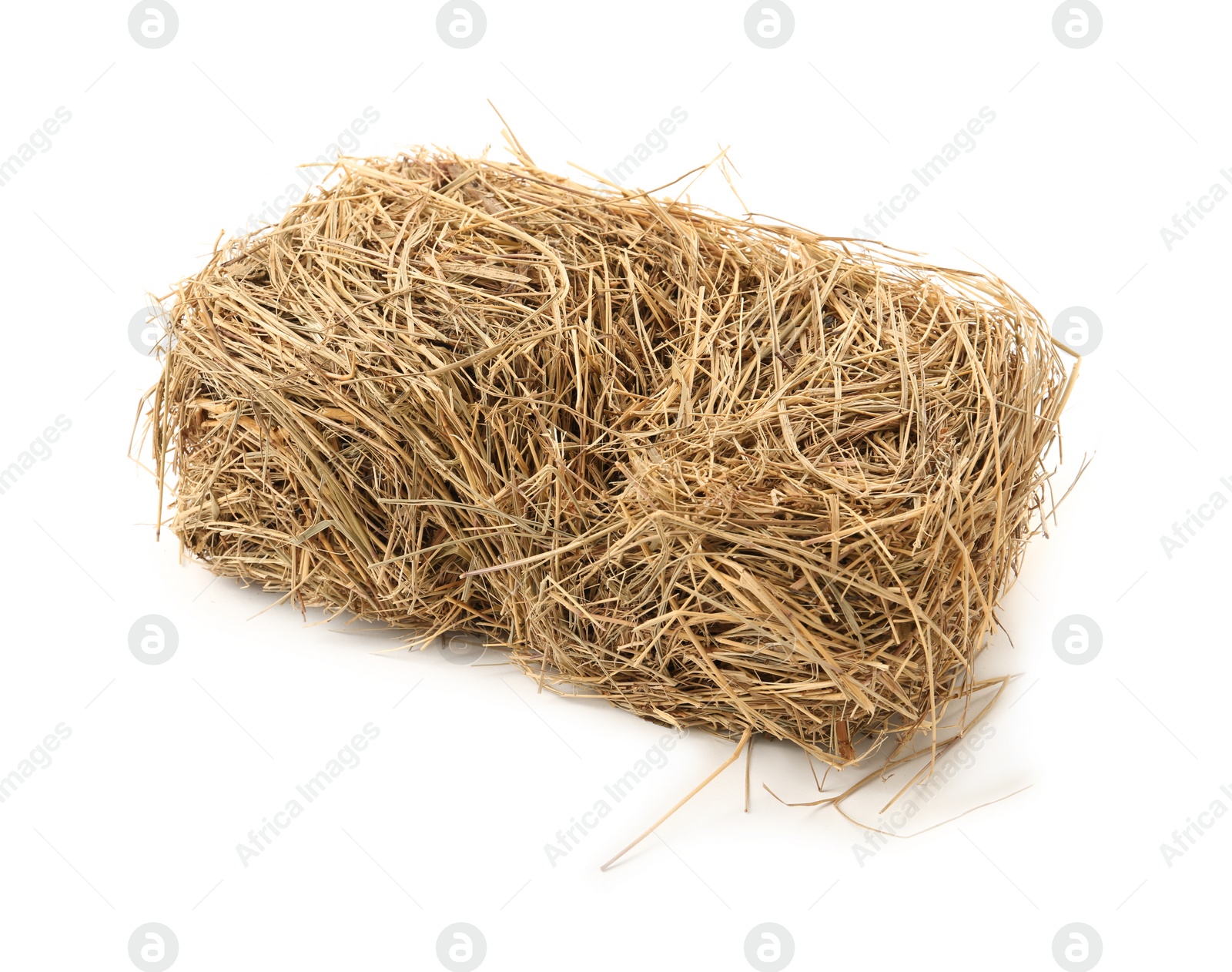 Photo of Small dried hay bale on white background