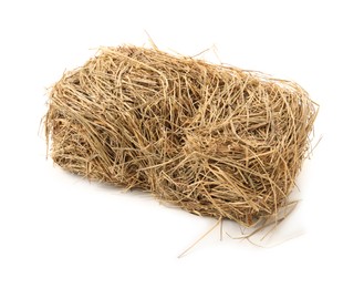 Photo of Small dried hay bale on white background