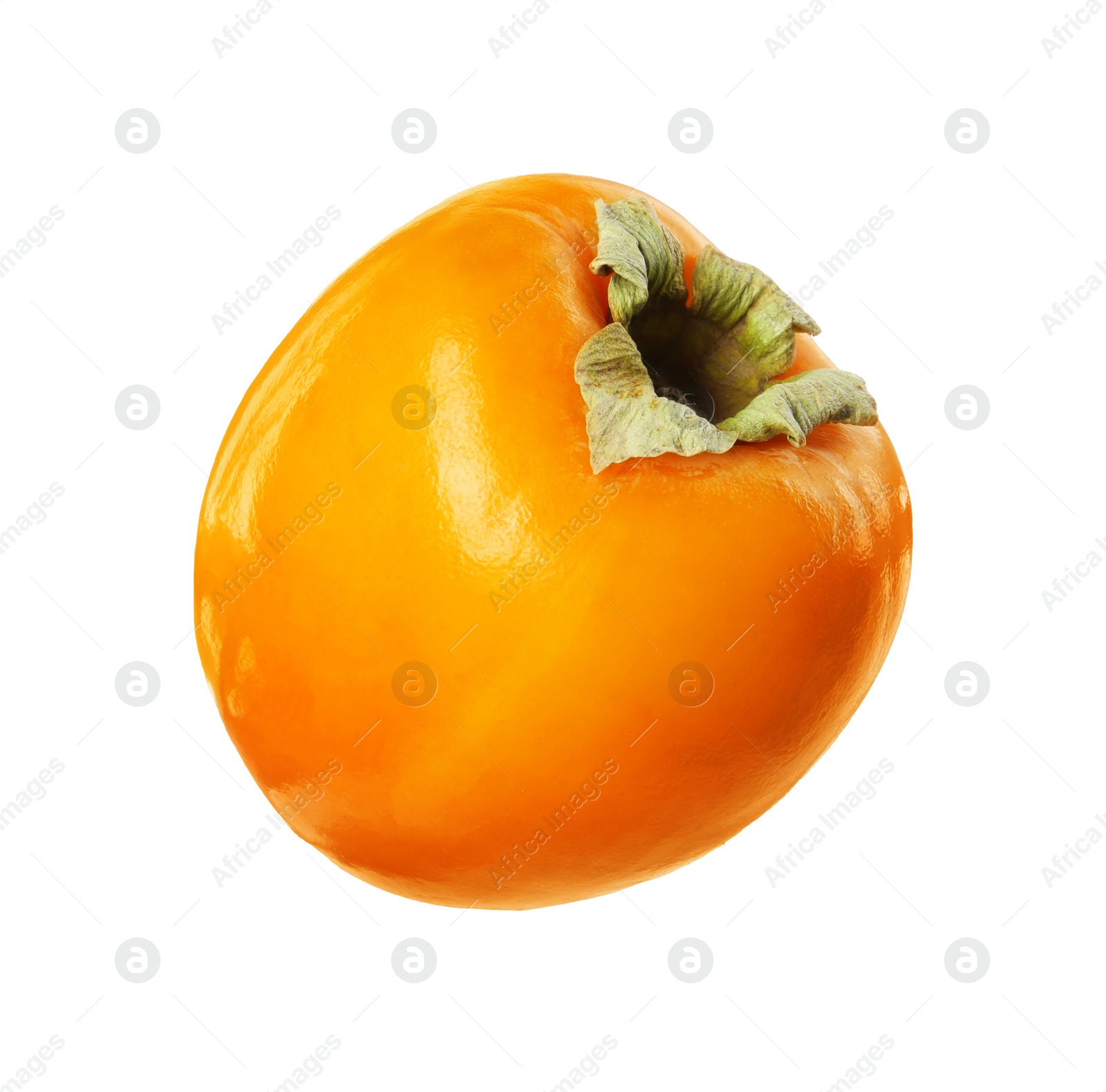 Photo of One fresh persimmon fruit isolated on white