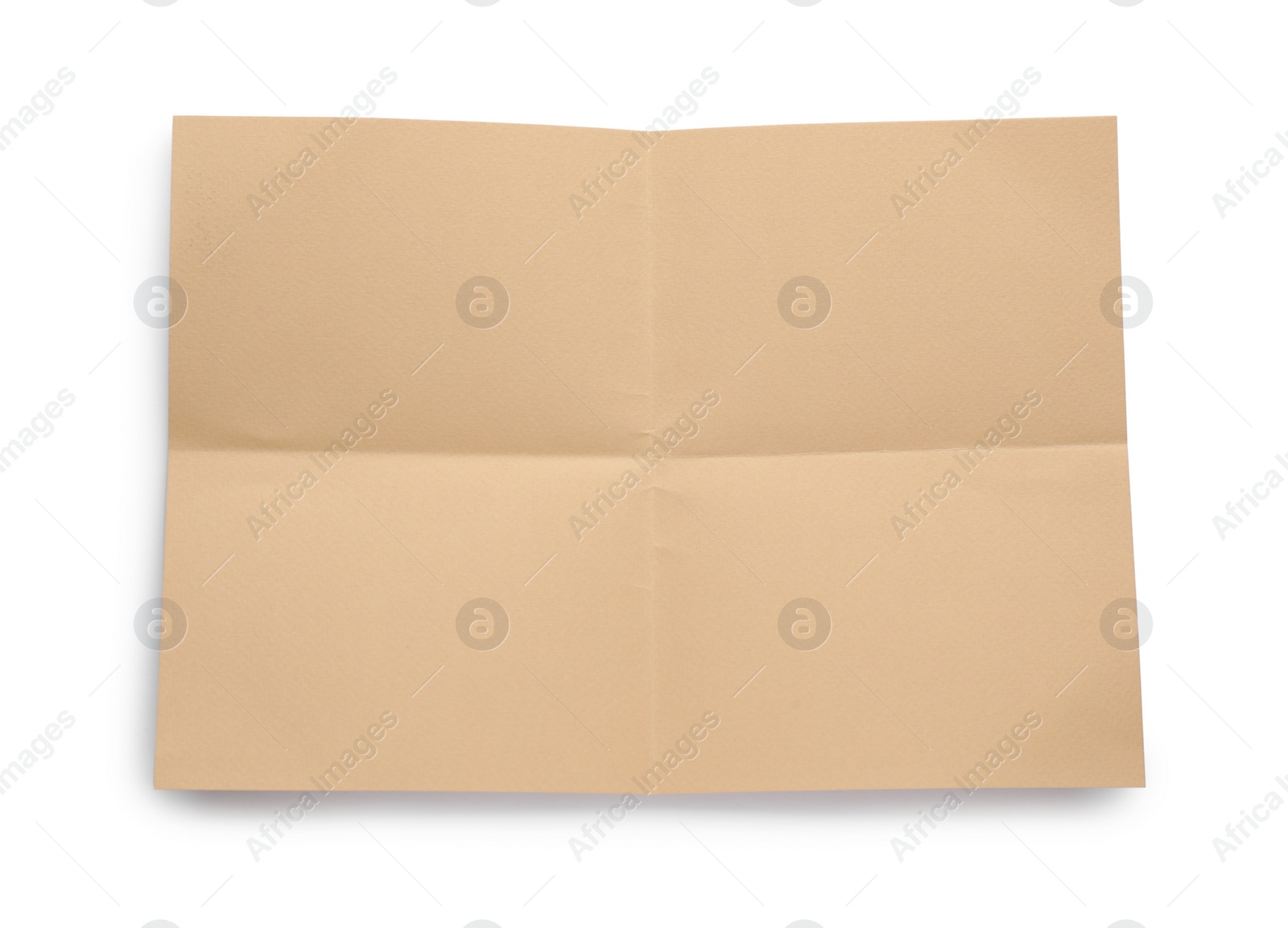 Photo of Sheet of brown paper on white background, top view