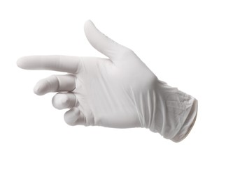 One nitrile medical glove isolated on white