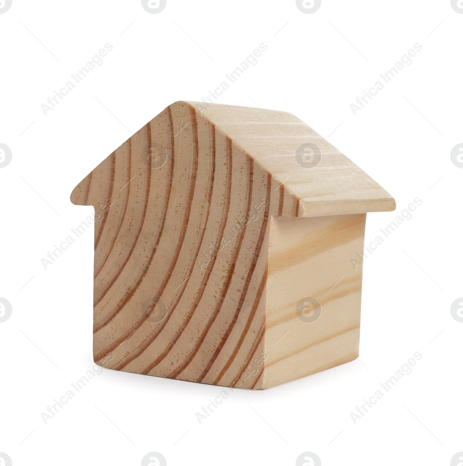 Photo of Wooden house model isolated on white. Saving money concept