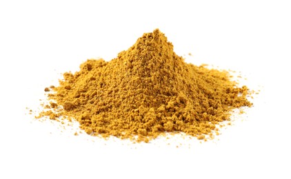 Pile of dry curry powder isolated on white