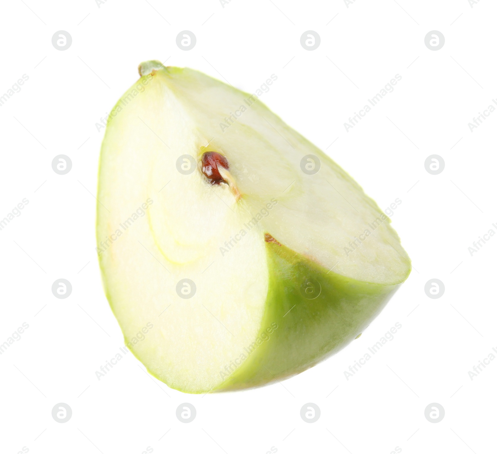 Photo of Piece of ripe green apple isolated on white