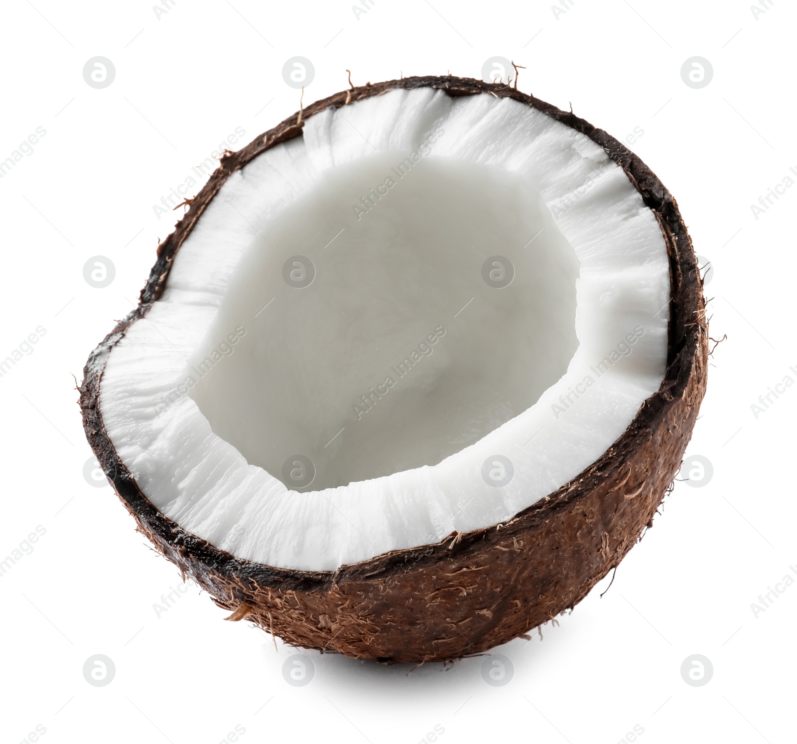 Photo of Half of ripe coconut isolated on white