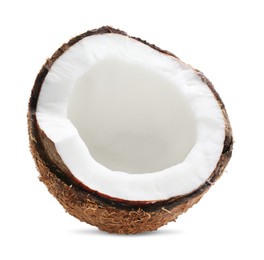 Half of ripe coconut isolated on white