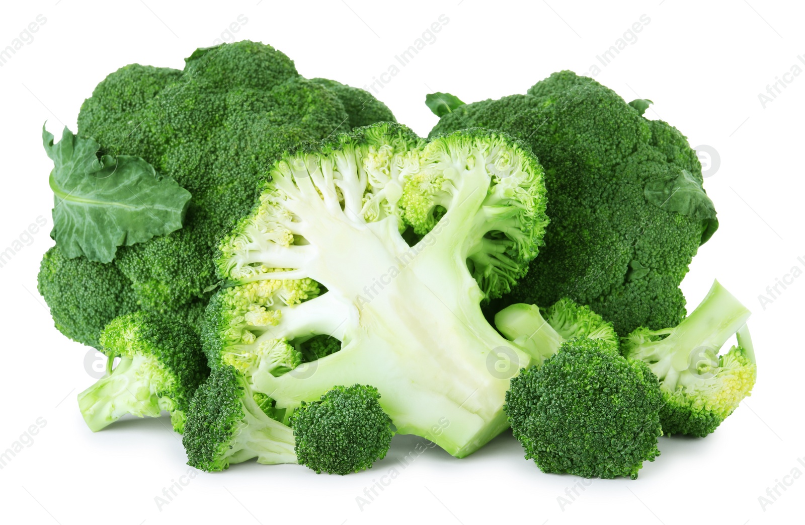 Photo of Fresh green broccoli isolated on white. Organic food