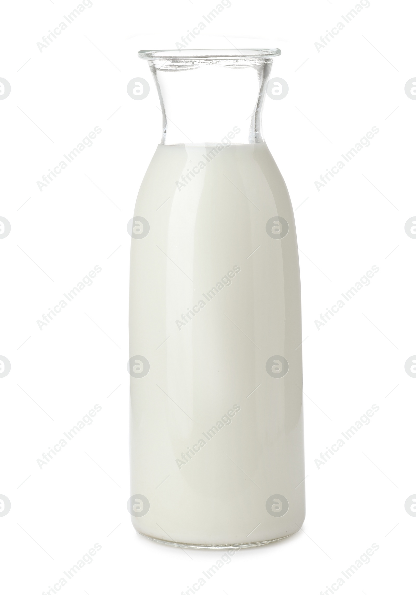 Photo of Bottle with fresh milk on white background